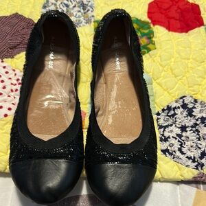 Alex Marie Black Classic Flats with Leather Accents
